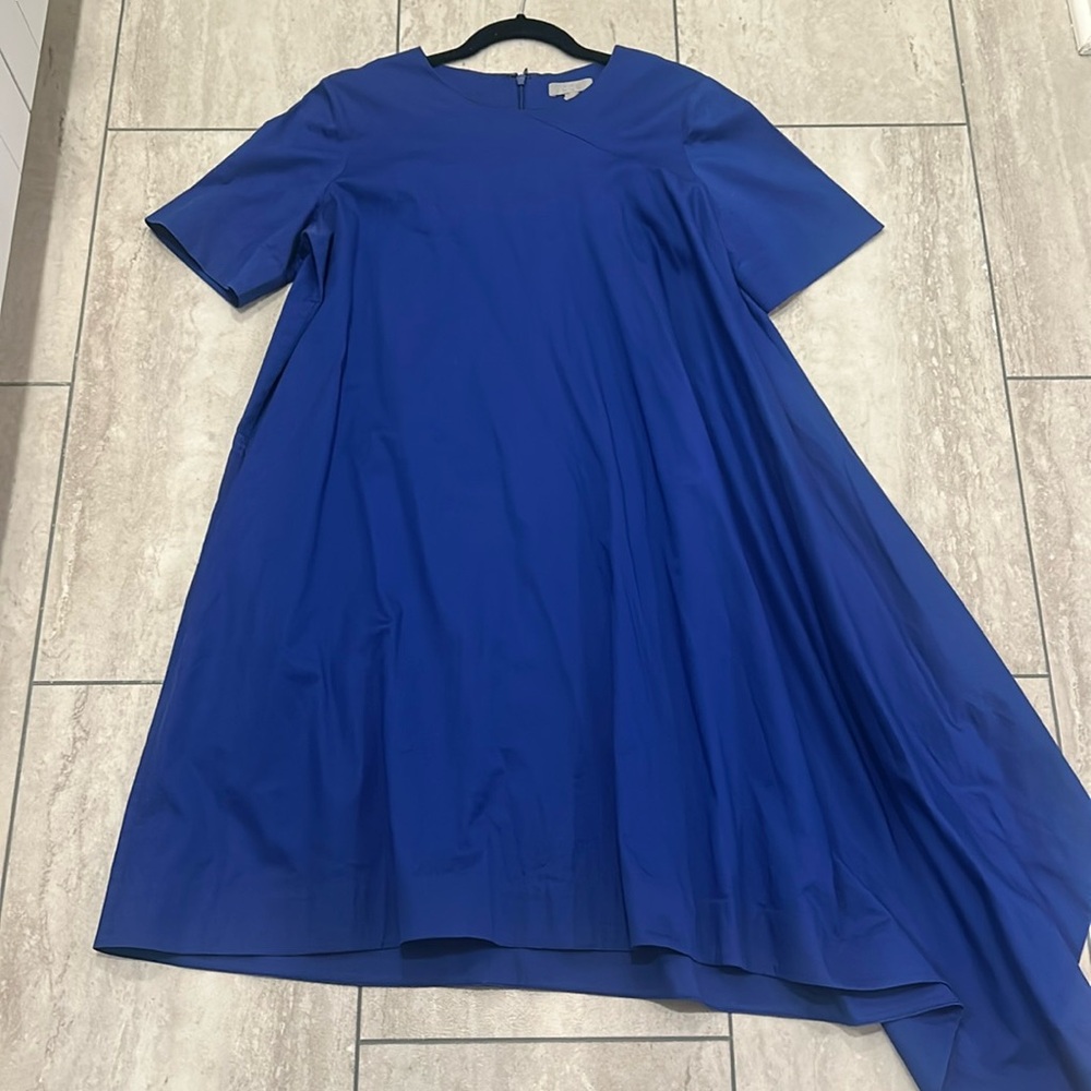 Cos cotton short sleeve dress with asymmetrical hem